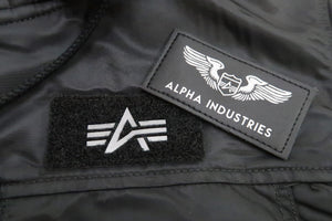 Alpha Industries Hooded Puffer Jacket Men's Military Style Nylon Padded Jacket with Rib Panel TA1571 TA1571-001 Black