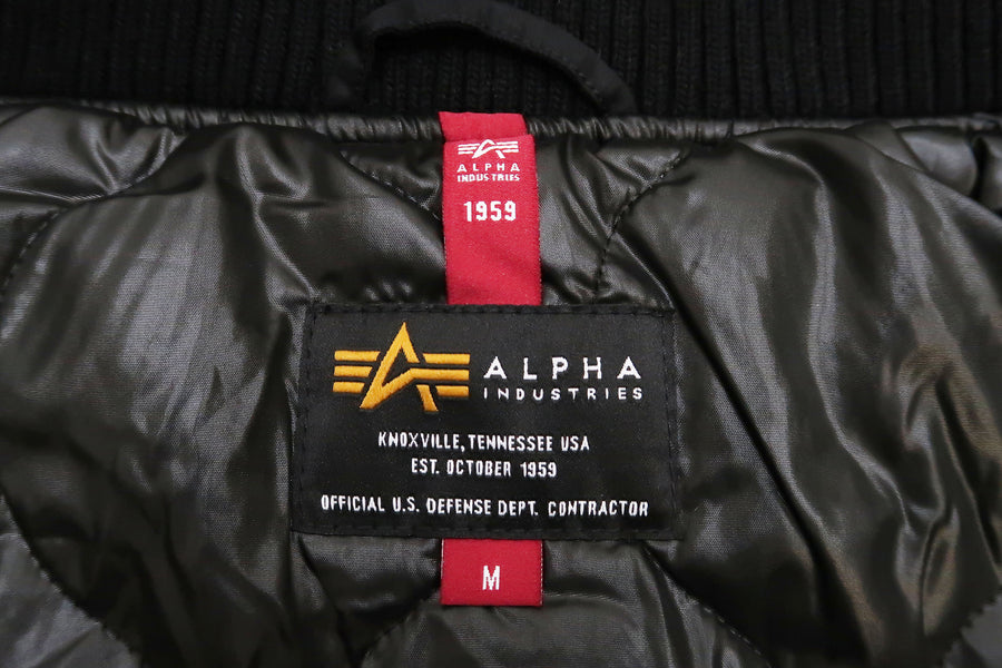 Alpha Industries Hooded Puffer Jacket Men's Military Style Nylon Padded Jacket with Rib Panel TA1571 TA1571-001 Black