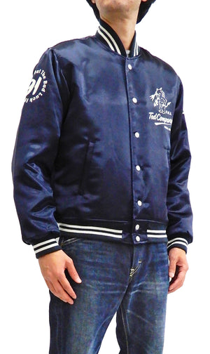 Tedman Men's Polyester Satin Varsity Jacket Custom Baseball Jacket TBBJ-040 Navy-Blue