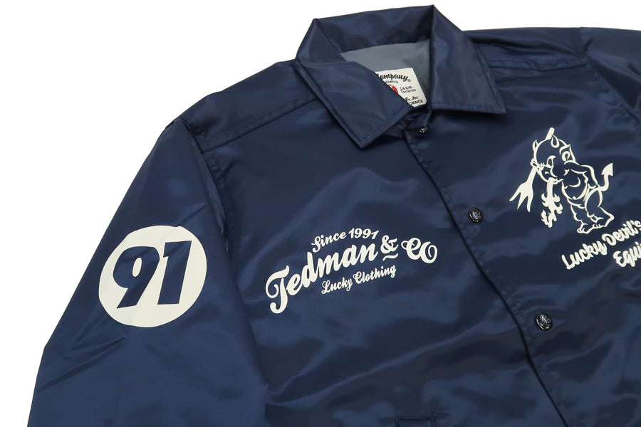 Tedman Jacket Men's Coaches Jacket Custom Printed Graphics Nylon Windbreaker TCNJ-060 Navy-Blue