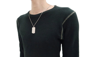 Tedman Kaminari Dog Tag Men's Casual Pendant Necklace with Z Snake Chain TDKM-DOGTAG