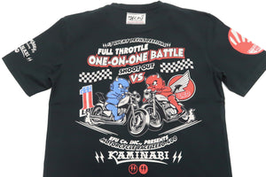 Tedman T-shirt Men's Kaminari x Lucky Devil Motorcycle Graphic Short Sleeve Tee TDKMT-17 Black