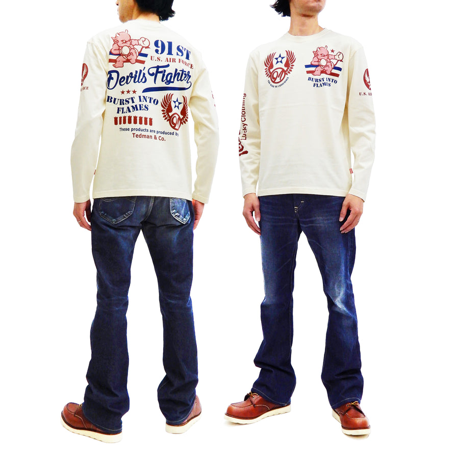 Tedman T-Shirt Men's Lucky Devil Military Graphic Long Sleeve Tee TDLS-335