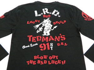 Tedman T-Shirt Men's Lucky Devil Stencil Style Graphic Long Sleeve Tee TDLS-336
