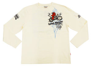 Tedman T-Shirt Men's Lucky Devil Motorcycle Graphic Long Sleeve Tee TDLS-341 Off-White