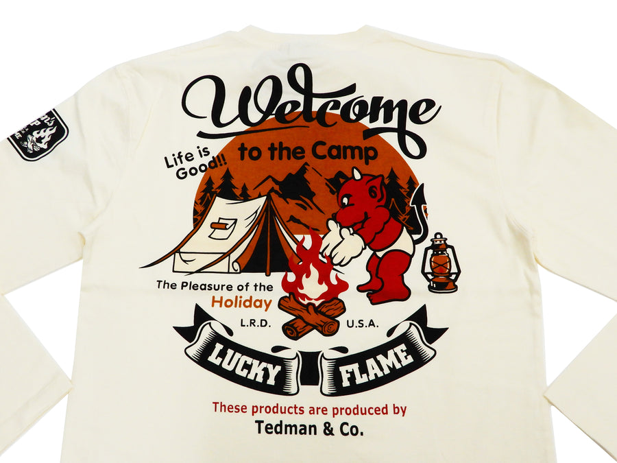 Tedman T-Shirt Men's Lucky Devil Graphic Long Sleeve Tee TDLS-343 Off-White