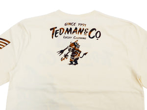 Tedman T-Shirt Men's Lucky Devil Graphic Long Sleeve Tee TDLS-344 Off-White