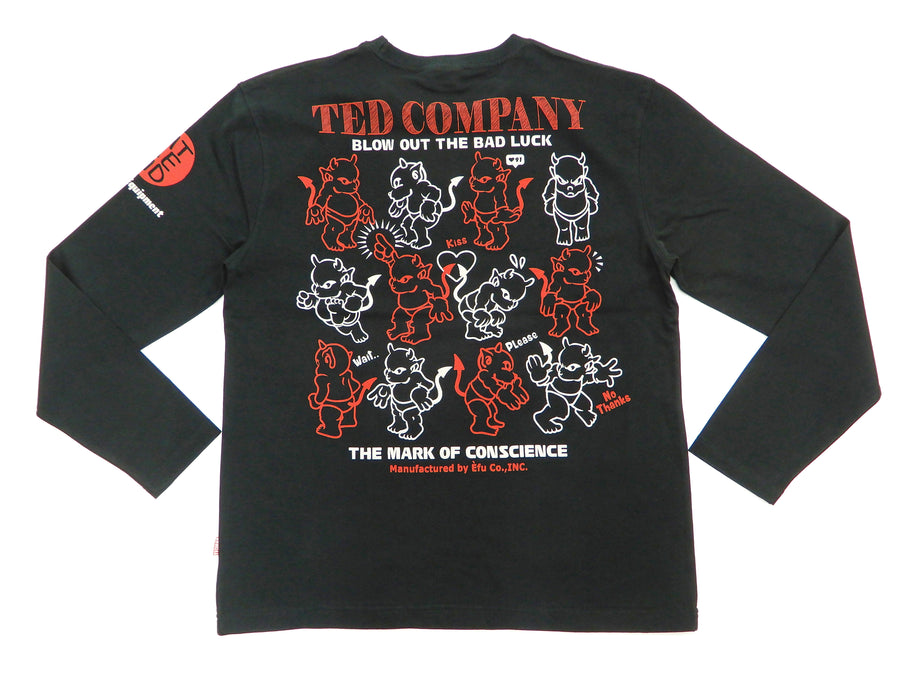 Tedman T-Shirt Men's Lucky Devil Graphic Long Sleeve Tee TDLS-345 Black