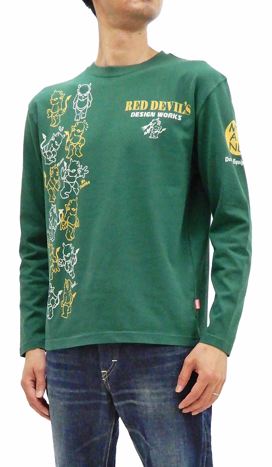 Tedman T-Shirt Men's Lucky Devil Graphic Long Sleeve Tee TDLS-345 Green