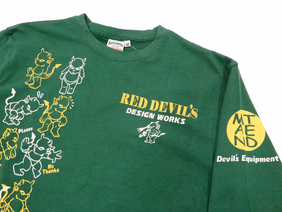 Tedman T-Shirt Men's Lucky Devil Graphic Long Sleeve Tee TDLS-345 Green