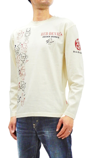 Tedman T-Shirt Men's Lucky Devil Graphic Long Sleeve Tee TDLS-345 Off-White