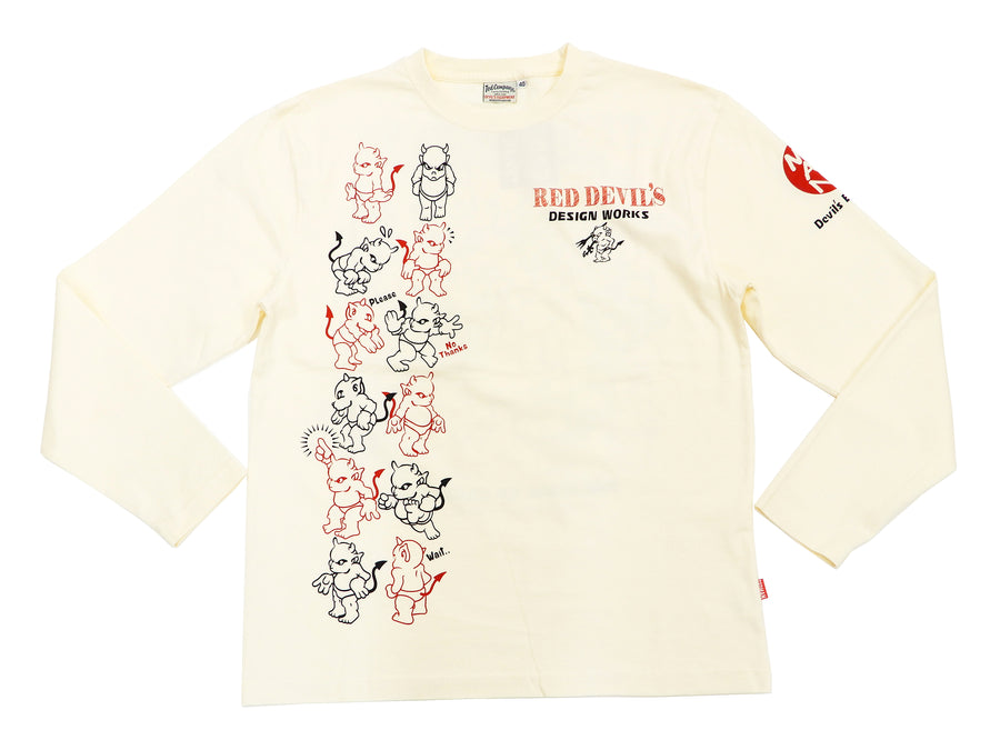 Tedman T-Shirt Men's Lucky Devil Graphic Long Sleeve Tee TDLS-345 Off-White