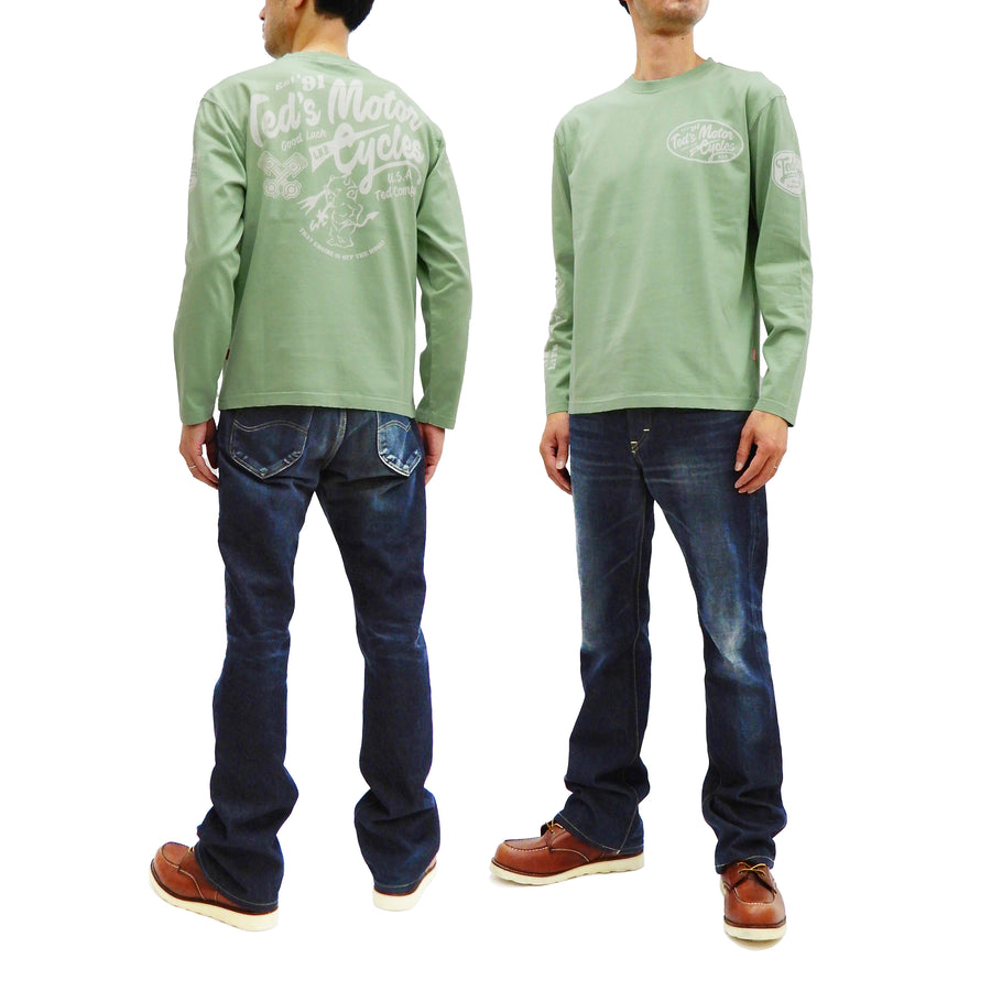 Tedman T-Shirt Men's Lucky Devil Graphic Long Sleeve Tee TDLS-346 Emerald-Green