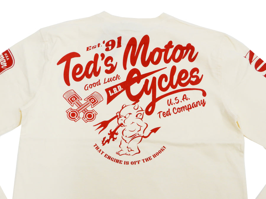 Tedman T-Shirt Men's Lucky Devil Graphic Long Sleeve Tee TDLS-346 Off-White