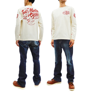 Tedman T-Shirt Men's Lucky Devil Graphic Long Sleeve Tee TDLS-346 Off-White
