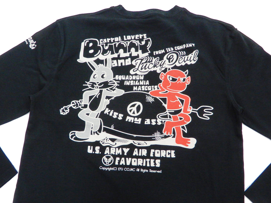 Tedman T-Shirt Men's Lucky Devil Graphic Long Sleeve Tee TDLS-348 Black