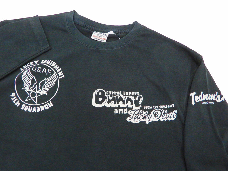 Tedman T-Shirt Men's Lucky Devil Graphic Long Sleeve Tee TDLS-348 Black