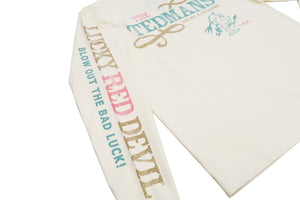Tedman T-Shirt Men's Lucky Devil Graphic Long Sleeve Tee Efu-Shokai TDLS-350 Off-White