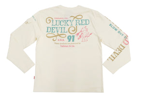 Tedman T-Shirt Men's Lucky Devil Graphic Long Sleeve Tee Efu-Shokai TDLS-350 Off-White