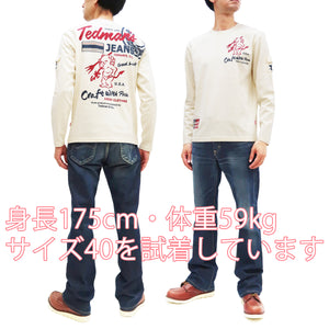 Tedman T-Shirt Men's Lucky Devil Graphic Long Sleeve Tee Efu-Shokai TDLS-351 Off-White
