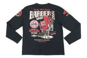 Tedman T-Shirt Men's Lucky Devil Barbershop Graphic Long Sleeve Tee Efu-Shokai TDLS-352 Black