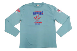 Tedman T-Shirt Men's Lucky Devil Barbershop Graphic Long Sleeve Tee Efu-Shokai TDLS-352 Blue-Green
