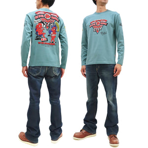 Tedman T-Shirt Men's Lucky Devil Graphic Long Sleeve Tee Efu-Shokai TDLS-353 Blue-Green