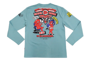 Tedman T-Shirt Men's Lucky Devil Graphic Long Sleeve Tee Efu-Shokai TDLS-353 Blue-Green