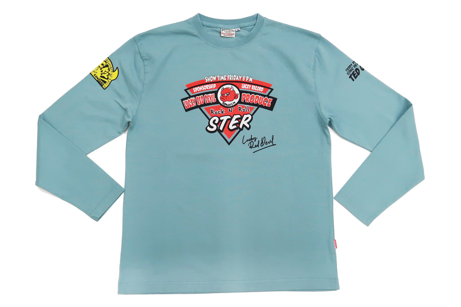 Tedman T-Shirt Men's Lucky Devil Graphic Long Sleeve Tee Efu-Shokai TDLS-353 Blue-Green