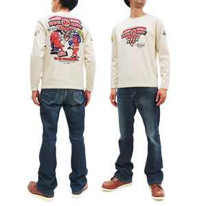 Tedman T-Shirt Men's Lucky Devil Graphic Long Sleeve Tee Efu-Shokai TDLS-353 Off-White