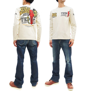 Tedman T-Shirt Men's Lucky Devil Graphic Long Sleeve Tee Efu-Shokai TDLS-354 Off-White
