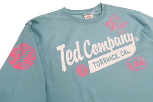 Tedman T-Shirt Men's Lucky Devil Logo Graphic Long Sleeve Tee Efu-Shokai TDLS-355 Blue-Green