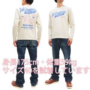 Tedman T-Shirt Men's Lucky Devil Logo Graphic Long Sleeve Tee Efu-Shokai TDLS-355 Off-White