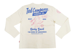 Tedman T-Shirt Men's Lucky Devil Logo Graphic Long Sleeve Tee Efu-Shokai TDLS-355 Off-White