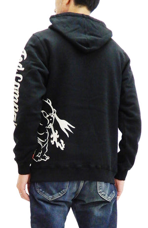 Tedman Pullover Hoodie Men's Lucky Devil Graphic Printed Hooded Sweatshirt TDPSP-101 Black