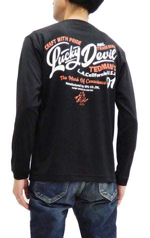 Tedman Quick Dry T-shirt Men's Lucky Devil Graphic Long Sleeve Tee TDRYLT-300 Black