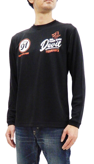 Tedman Quick Dry T-shirt Men's Lucky Devil Graphic Long Sleeve Tee TDRYLT-300 Black