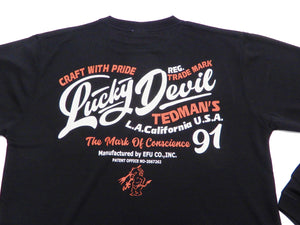 Tedman Quick Dry T-shirt Men's Lucky Devil Graphic Long Sleeve Tee TDRYLT-300 Black