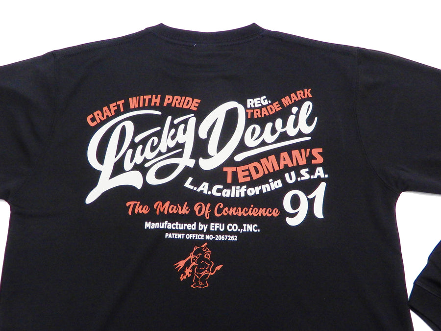 Tedman Quick Dry T-shirt Men's Lucky Devil Graphic Long Sleeve Tee TDRYLT-300 Black