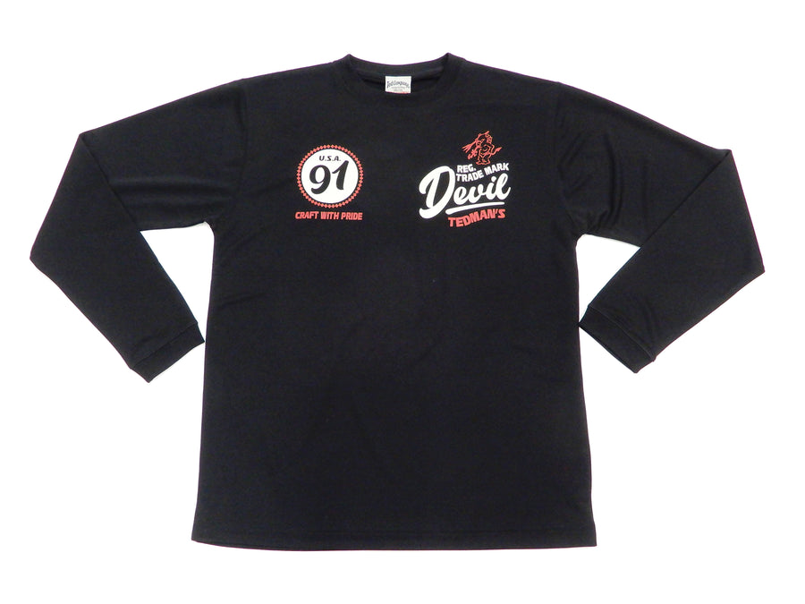 Tedman Quick Dry T-shirt Men's Lucky Devil Graphic Long Sleeve Tee TDRYLT-300 Black