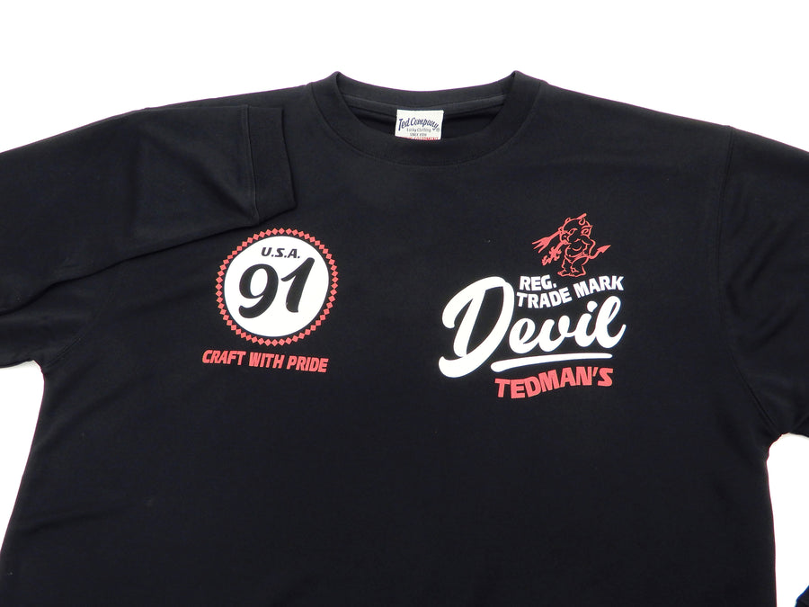 Tedman Quick Dry T-shirt Men's Lucky Devil Graphic Long Sleeve Tee TDRYLT-300 Black