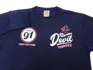 Tedman Quick Dry T-shirt Men's Lucky Devil Graphic Long Sleeve Tee TDRYLT-300 Dark-Blue