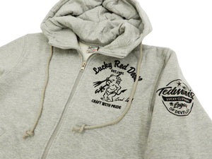 Tedman Men's Full Zip Hoodie Zip-Up Embroidered Hooded Sweatshirt TDSP-150 Ash-Gray