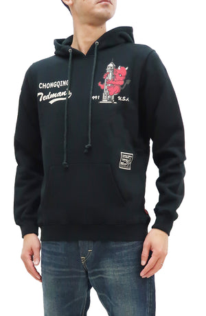 Tedman Pullover Hoodie Men's Lucky Devil Graphic Printed Hooded Sweatshirt TDSP-152 Black