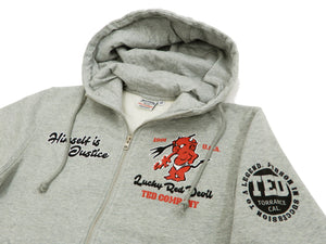 Tedman Full Zip Hoodie Men's Graphic Printed Zip-Up Hooded Sweatshirt TDSP-154 Ash-Gray