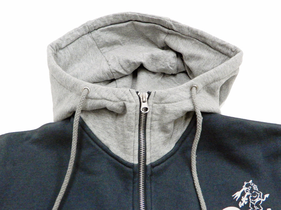 Tedman Full Zip Hoodie Men's Graphic Printed Zip-Up Hooded Sweatshirt TDSP-155 Faded-Navy-Blue/Ash-Gray