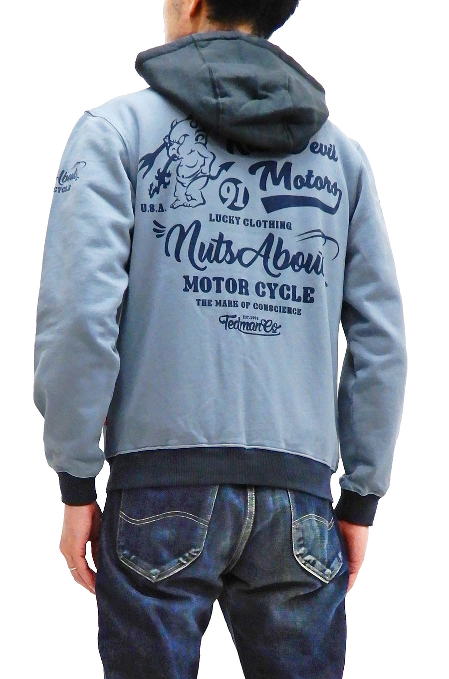 Tedman Full Zip Hoodie Men's Graphic Printed Zip-Up Hooded Sweatshirt TDSP-155 Faded-Saxe-Blue/Faded-Navy-Blue