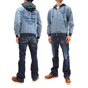 Tedman Full Zip Hoodie Men's Graphic Printed Zip-Up Hooded Sweatshirt TDSP-155 Faded-Saxe-Blue/Faded-Navy-Blue