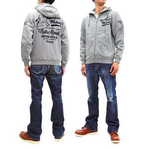 Tedman Full Zip Hoodie Men's Graphic Printed Zip-Up Hooded Sweatshirt TDSP-155 Ash-Gray