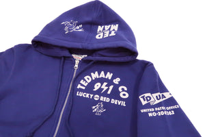 Tedman Full Zip Hoodie Men's Graphic Printed Zip-Up Hooded Sweatshirt TDSP-157 Blue